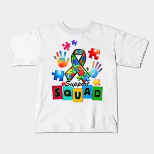 Support Squad Autism Awareness Gift for Birthday, Mother's Day, Thanksgiving, Christmas Kids T-Shirt